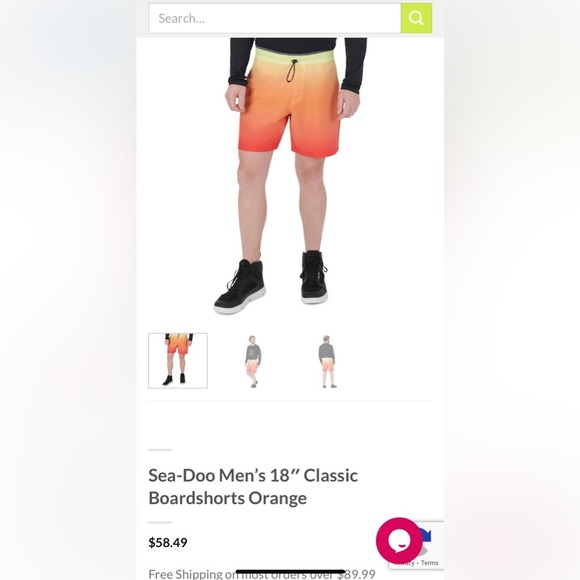 Sea-Doo Men’s 18″ Classic Boardshorts Orange - Picture 9 of 9